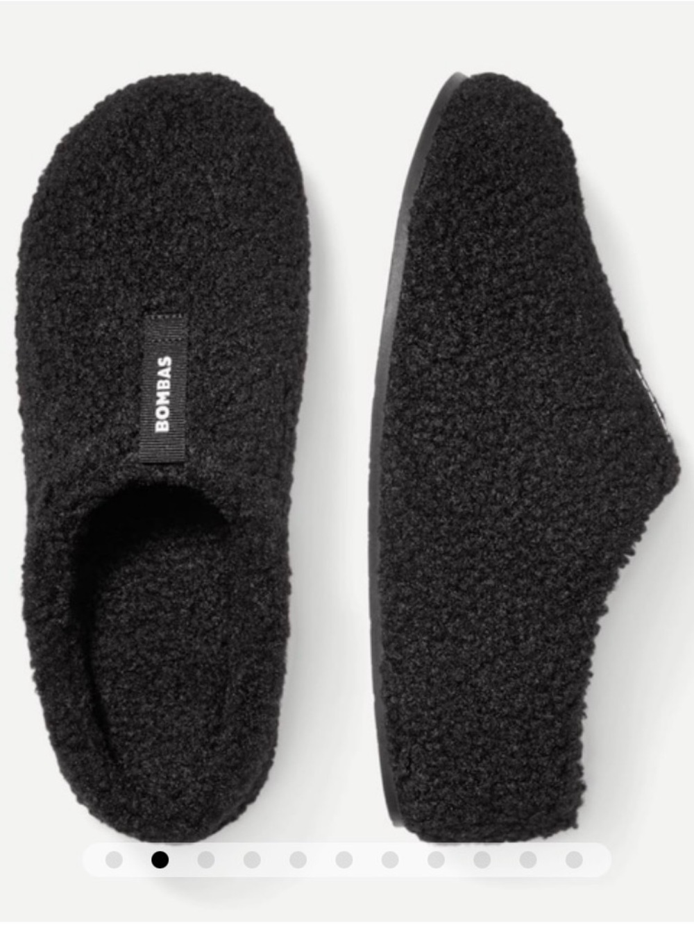 Bombas Women’s Black Sherpa Slip-On Sunday Slippers 10